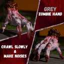 Halloween Animatronics Crawling Zombie Hand Decorations - Sound Activated with Creepy Sound, Scary Move Haunted House Holiday Severed Hand Decor Horror Prop for Indoor/Outdoor, Yard Lawn