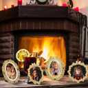 Qunclay 8 Pcs One-inch Mini Vintage Picture Frame Tiny Metal Picture Frames Antique Mini Photo Frame Wallet for Christmas Tabletop and Wall Display Old Fashioned Photo Gallery Art Decor