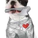 3 Pcs Halloween Tin Pet Costume Accessories Silver Funnel Hat Axe Set for Dogs or Cats Pet Clothes for Animal Cosplay Party Halloween(M)