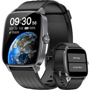 Pedometer Watch No APP/Phone Required, 1.85" Display Fitness Tracker Watch with Pedometer, Calories & Step Counter, Waterproof Smart Watches with Heart Rate Monitor, Sleep Tracking for Women Men