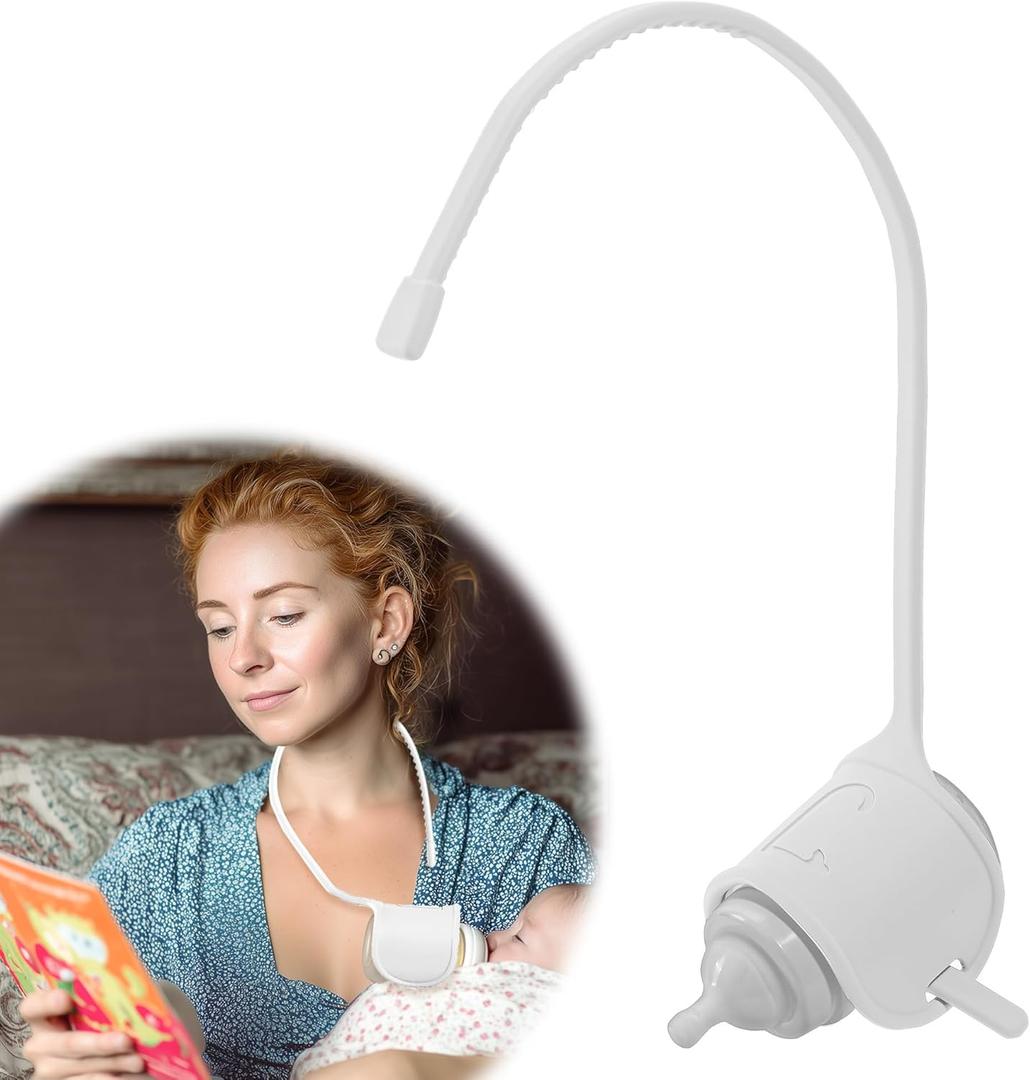 Adjustable Baby Bottle Support for Parents  Comfort Feeding Aid, Non-Slip Silicone Holder, Fits Standard & Wide-Neck Bottles(White)