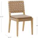 Nathan James Cohen Wood Dining Chair, Mid-Century Modern Upholstered Side Chair with Hand Woven Faux Leather Backrest, Natural Brown, Set of 4