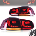YUANZHENG LED Tail Lights For 2010-2014 Golf 6 MK6 GTI & 2012 2013 Golf R, LED Rear Lamp Assembly with Sequential Turn Signal, Red & Clear lens, Not For Convertible, Red clear