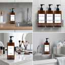 Shampoo and Conditioner Dispenser Set, 3Pack Refillable Shampoo and Conditioner Bottles with Labels, 500ml Soap Dispenser 16.9oz Shower Dispenser Square Pump Bottle for Bathroom and Kitchen - Amber