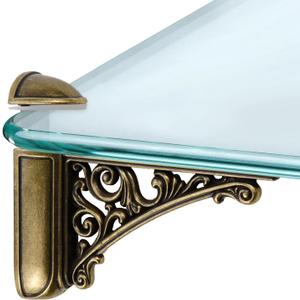 2 Pcs Adjustable Glass Floating Shelf Brackets High Load Capacity Shelf Holder Wall Mount Fit for 0.24"-1.57" Thick Glass Clamps Clip for Bathroom Kitchen Office, Antique Bronze