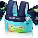 Nemone Toddler Swim Vest for 22-70 lbs Kids Floaties Swim Jacket with Arm Water Wings for Girls Boys 1 2 3 4 5 6 7 Years Old Beach Pool 20 30 40 50 60 66 Pounds Puddle Jumper (Cute Frog)