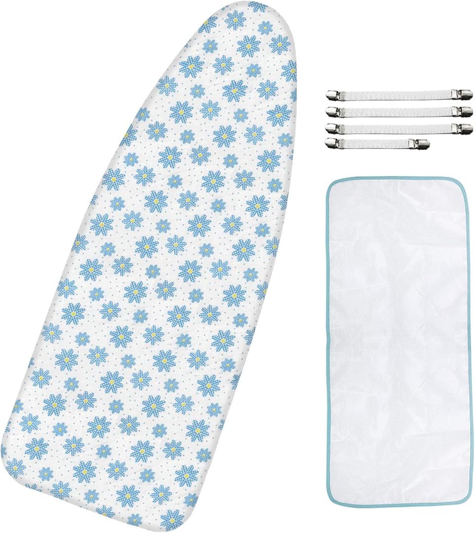 Extra-Wide Ironing Board Cover and Pad Replacement with Scorch and Stain Resistant Thick Padding and Elasticized Edge 18" x 49" Ironing Board Covers 4 Fasteners and 1 Protective Scorch Mesh Cloth (Floral)