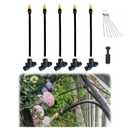 5pk Brass Misting Nozzles Tee 8 inch 360 Degree Adjustable Copper Sprayer, Compatible with1/4 trubing Hose Watering Plant Drip Irrigation Pneumatic Fittings Connection for Watering Garden