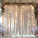 30x10ft Wrinkle Free Ivory Backdrop Curtain for Parties Soft Fabric Drapes Wedding Ivory Curtain Backdrop for Birthday Party Decorations Background for Photography 5x10ft,6 Panels