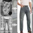 Men's Loose Fit Jeans Wide Leg Medium Weight Denim Pants Vintage Washed (28W x 32L)