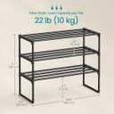 SONGMICS Shoe Rack, 3-Tier Shoe Organizer, Metal Storage Shelf, Upright or Upside Down, for 8-12 Pairs, Stackable, for Entryway, 11.8 x 26.8 x 21.7 Inches, Black ULSA203B01