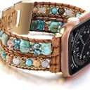 Boho Bracelet Compatible with Apple Watch Band 41mm 40mm 42mm 38mm 49mm 46mm 45mm 44mm Natural Stone Beaded iWatch Band Women Men Apple Watch Strap Ultra Series 11/10/9/8/7/6/5/4/3/2/1/SE 3/Ultra 3 (Blue)