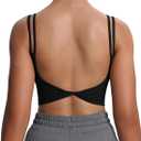 Aoxjox Women's Workout Sports Bras Fitness Yoga Crop Tank Twist Back Cami (Large, 1 Black)