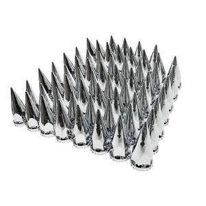Grandroad auto 60 Pack Spike Lug Nut Covers, 33mm by 4-3/4" Thread On Chrome Spike Nut Cover Caps ABS Plastic Anti-Rust Screw-on Lug Nut Covers for Semi Trucks