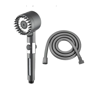 Water Saving Flow High-Pressure Shower Head, Laily Ion Shower Head with Replacement Filter and Flexible Hose (Grey + 1.5 m Hose)
