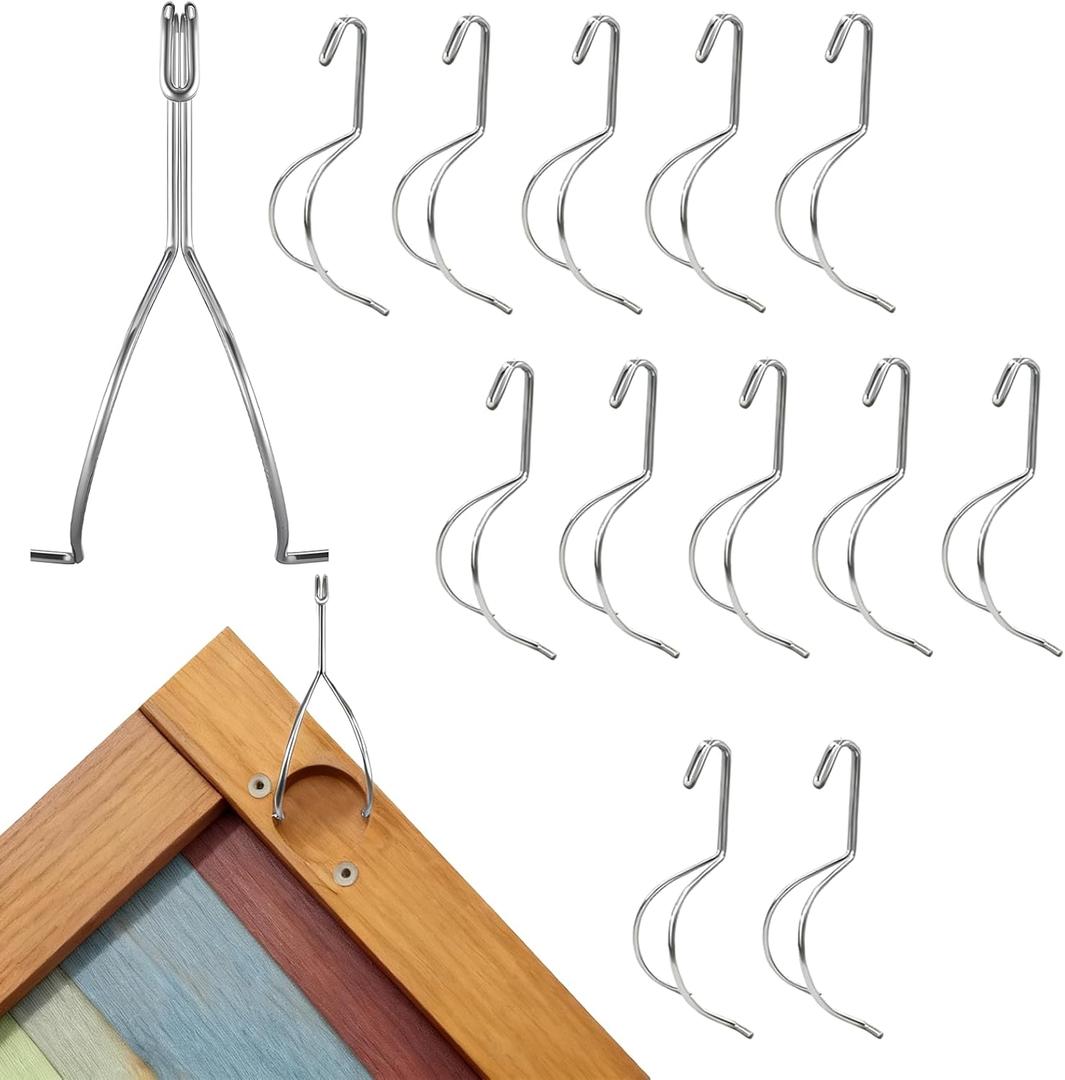 3 Pcs of 12-Pack Cabinet Door Hangers Metal Hooks for Painting, No-Drill Drying Rack Clips for Cabinet Doors, 5.12 x 2.36 x 1.57 Inch, Spray Drying Brackets for Woodworking & DIY Projects
