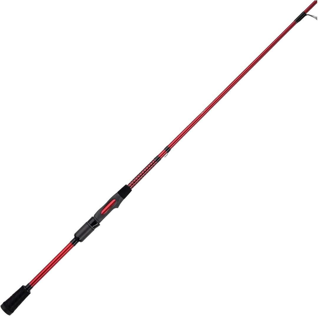 Ugly Stik 7’ Carbon Spinning Rod, One Piece, 6-12lb Line Rating, Medium Power, Fast Action, 3/ 16-5/ 8 oz. Lure Rating, Red/ Black