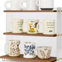 Coffee Mug Holder Wooden Cup Station Organizer 3 Tier Cup Holder for Coffee Bar Mug Display Rack for Countertop Mug Holder Shelf for Home Kitchen Walnut Wood