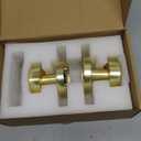 2 Pack Gold Dummy Door Knob Satin Brass Dummy Door Knobs Interior, Round Modern Door Knob Brushed Gold Dummy Door Handle Interior for Hall Pantry Closet Door Knobs