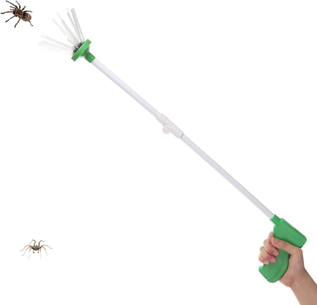 Spider Catcher, Insect Catcher, Bug Grabber, Spider Grabber, Long Handled with Foldable Design, for Home Office Garden Camping Beach (2nd Generation) (Light Green)