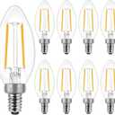 E ENERGETIC LIGHTING LED B10 Candelabra Light Bulbs 60W Equivalent, Soft White 2700K, 500 Lumen, E12 Base, Chandelier LED Edison Bulbs, Dimmable, 8 Pack