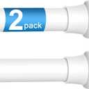 2pack Tension Curtain Rod 30 to 62 Inch, White Spring Tension Curtain Rod Adjustable Expandable Curtain Rod No Drilling, Spring Loaded Curtain Rods for Windows, Bedroom, Doorway Door, Closet