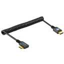 Twozoh Left Angled Coiled Mini HDMI to HDMI Cable, 90 Degree Mini HDMI to HDMI Coiled Cable Support 3D/4K 1080P Stretched Length to 1.5M / 5FT