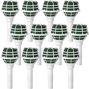 12 PCS Bouquet Holders, Floral Foam Handle with Cage for Fresh & Artificial Flowers, Wedding Bridal Bouquet Supplies for DIY Arrangements (Green Foam, White Handle)