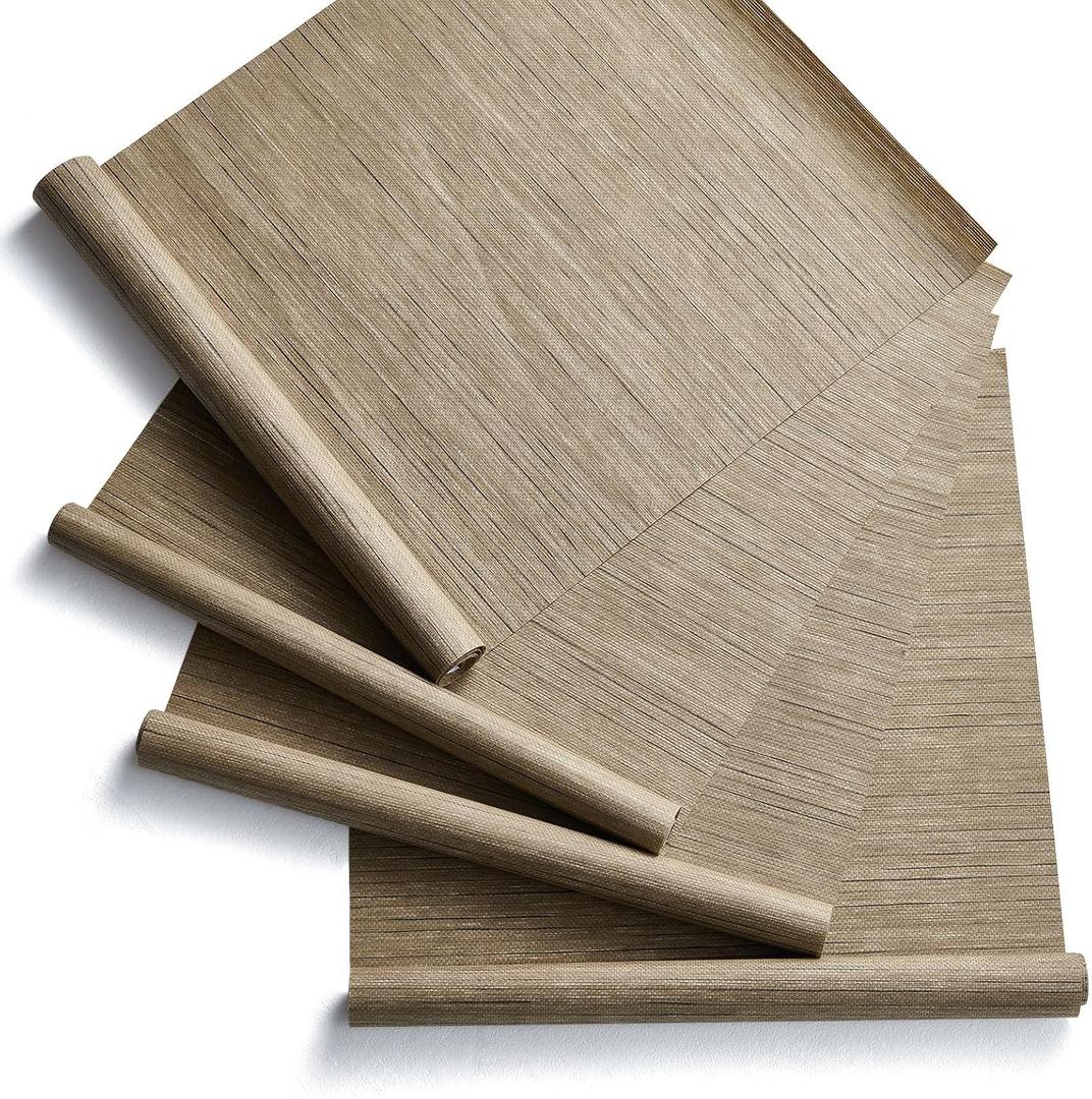 Replacement Fabric Panels for Sliding Glass Door (4-Pack, 23"x96"), Fabric Only, Natural Woven Blind Slats, Trimmable, Sheer, Track & Bottom Rail Not Included,Cappuccino Brown