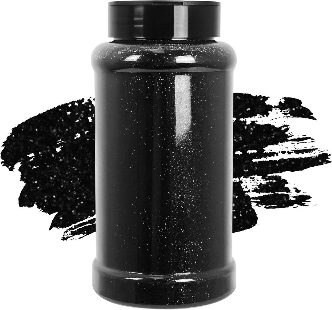 Ultra Fine Black Glitter, 16 Oz (1 Ib), Fine Glitter for Resin Crafts Nails Tumblers Slime Cosmetic and Festival Decoration - Black Fine Glitter Bulk