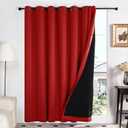 Deconovo 100% Blackout Curtains with Black Liner, Thermal Insulated Noise‑Reducing Grommet Drapes, Double‑Layer Room Darkening for Bedroom, Nursery, Home Office,1 Panel, Bright Red,7.92 x 8 ft