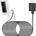 ALERTCAM Power Adapter for Ring/Indoor Cam (2nd Gen) and Indoor Cam(1st Gen), with 25Ft/7.5m Flat Charging Cable Continuously Charge Your Camera (NOT Compatible with Stick Up Cam) (Black)