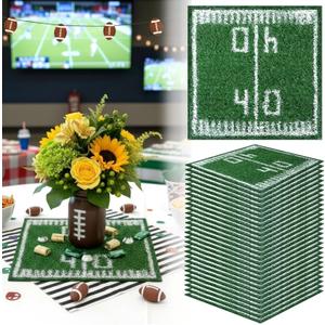 Suncalla 8 Pcs Football Grass Placemats Table Centerpieces Decoration 12 x 12 Inch Artificial Grass Mats Number 40 Football Table Placemats for Soccer Tailgate Birthday Party Decor Supplies