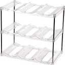 IEEK 3 Tier Stackable Wine and Water Bottle Holder Free-Standing Fridge Wine Bottle Organizers Clear Plastic Water Bottle Holder for Cabinet, Refrigerator,Pantry, Kitchen Countertops, Holds 9 Bottles