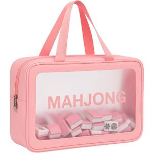 Mahjong Tile Bag, Tile Storage Case for American Mah Jong Set, Durable Mahjong Accessories Gift Pouch, Card Holder Organizer, Pink (Case Only)