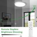 20 Inch Large LED Flush Mount Ceiling Light with Remote, 40W,4350LM, Dimmable,3000K-6000K Selectable,White Round Flat Panel Low Profile Ceiling Light Fitures for Hallway, Kitchen, Bedroom, bathroom