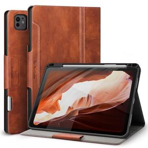 Antbox for iPad Pro 11 Inch Case (M4) 2024, Built-in Pencil Holder, Fully Supports Pencil Pro/USB-C, Auto Sleep/Wake Function Vegan Leather (Brown)