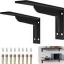 Heavy Duty Shelf Brackets, 12 inches Industrial Steel L Countertop Support 880LBS Load Capacity Black Metal Shelves Brackets DIY Triangle(2Pcs)