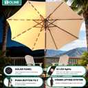 9FT Solar-Powered LED Patio Umbrella with Tilt Crank,Outdoor Market Umbrella with 32 Lights,Sunshade for Deck, Garden and Pool
