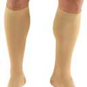 Truform 15-20 mmHg Compression Stockings for Men and Women, Knee High Length, Open Toe, Beige, Large