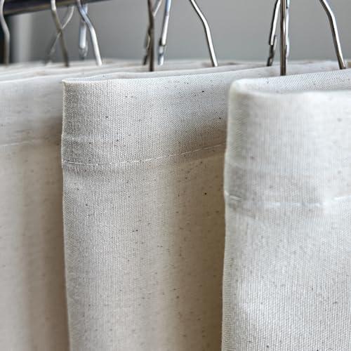 YISURE Stall Beige Cotton Shower Curtains 36x84 Inch, Small Half Size Fabric RV Shower Curtain for Bathroom Hotel Luxury Washable