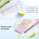 Metallic Multi-Color Pen with Pencil, Retractable Gel Ink Ballpoint Pen, Black, Blue, Red Ink, 0.7mm, Smooth Writing, Quick Dry, with Refills, Office Supplies (Blue and Pink Contrast)
