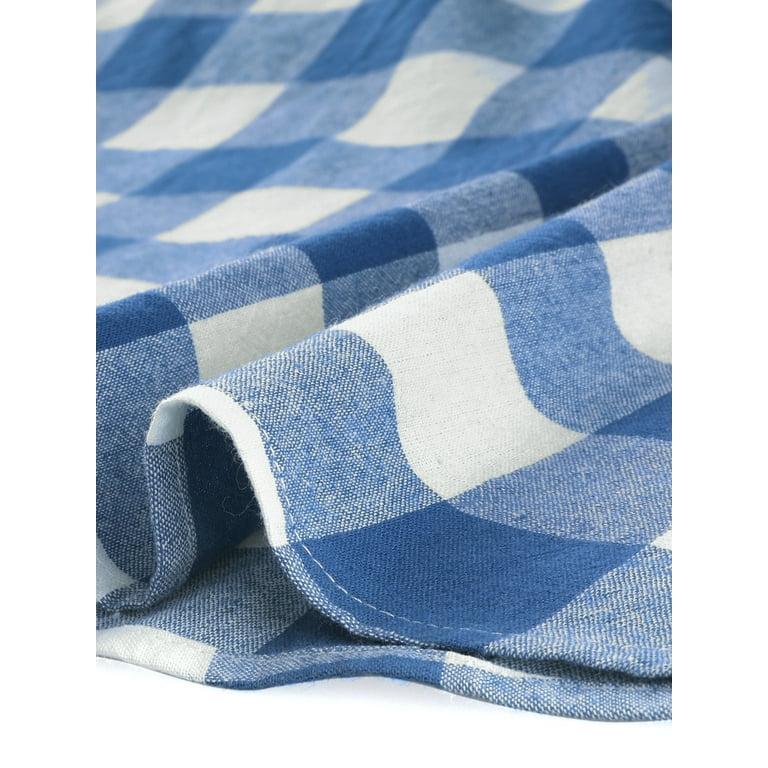 Cotton Rug Washable Flat Weave Rug Living Room 90 x 150 cm Short Pile Rug Buffalo Plaid Cotton Woven Blue White Checked Indoor Outdoor Rug for Dining Room Bedroom Balcony 
