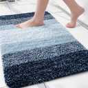 Arotive Microfiber Bathroom Rugs, Shaggy Soft and Absorbent Bath Rug, Non-Slip, Thick Plush Machine Washable Dry Bath Mats for Bathroom, Tub and Shower, 24x16, Dark Blue, Rectangular