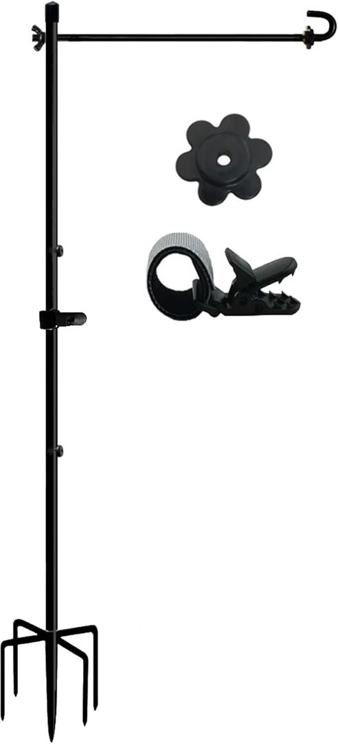 LCCBRO Garden Flag Stand No Spin for Outside 12 x 18 Flag Heavy Duty, Small Flag Holders for Yard and Garden, Flagpole Holder with 5 Prong Base Sturdy