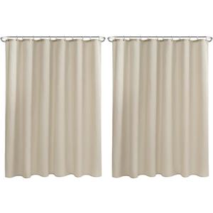 Nasitos Fabric Shower Curtain Liners 2 Pack - W72 x H72 - Washable & Water Resistant Lightweight Cloth Shower Liner for Bathroom, Soft Hotel Quality, Standard Size (Beige, 4 Magnets Included)