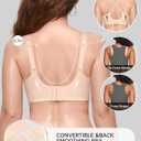 OEAK Women Jelly Bras No Underwire Scalloped Push Up Buttery Soft Tshirt Bra Seamless Full Coverage Convertible Everyday Bra (Beige, L)