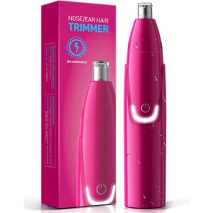ZORAMI Rechargeable Ear and Nose Hair Trimmer - 2025 Professional Painless Eyebrow & Facial Hair Trimmer for Men Women, Powerful Motor and Dual-Edge Blades for Smoother Cutting Magenta