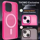 Thomo Upgraded Magnetic for iPhone 15 Plus Case [Compatible with Magsafe] [Mil-Grade Protection], Pocket-Friendly, Slim Translucent Phone Case Cover for iPhone 15 Plus 6.7", Hot Pink