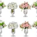 Glasseam Glass Vases for Centerpieces, Modern Compote Crystal Small Vase Set of 12, Pedestal Clear Vases for Decor, Unique Wedding Table Dining Room Decorations, 5.7in